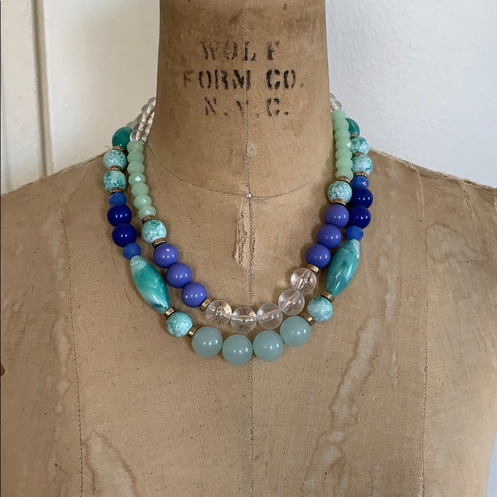 Turquoise statement beaded necklace